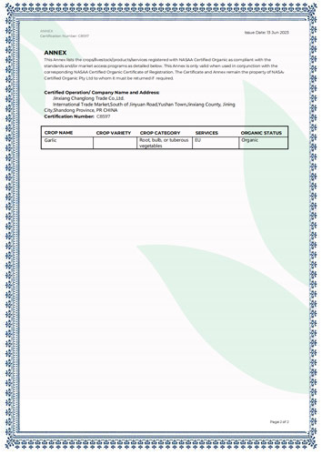 Changlong Certificate