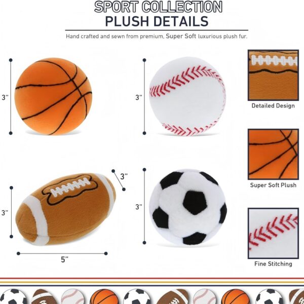 Baby Sports Balls Plush - Fluffy Soft Plush Balls for Playing Catch with Kids, Playtime Squishy Plush Balls Toys for Girls and Boys, Stuffed Ball Room Décor - 4 Pc Set - Image 4