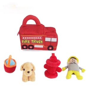baby plush toys fire truck playset ,Plush toy for hand development